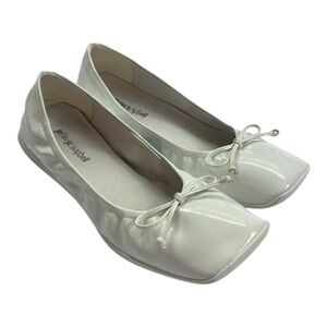 Jeffrey Campbell Ballerina Flat in White Square Toe and Delicate Bow Accent 8